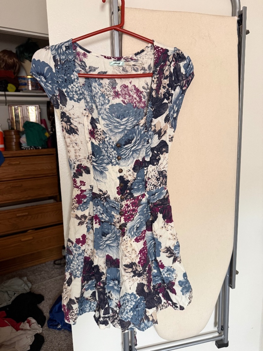 Kimchi Blue Purple White Floral Button Front Romper Size S